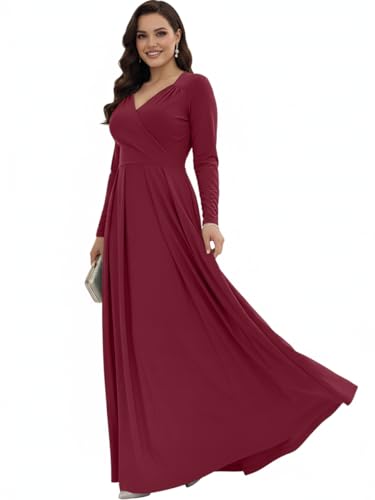 Image of KOH KOH Womens Long Sleeve Empire Cocktail Elegant Evening Versatile Maxi Dress