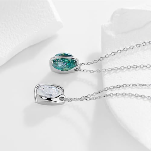 GIGAJEWE Blue Green Color Moissanite Necklace 18K White Gold Plated 925 Silver Moissanite Necklace With Certificate Diamond Test Passed Jewelry For Woman3