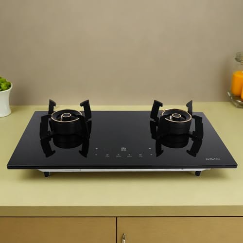 Image of Thermador 2 Burner Gas Hob | Hob Gas Stove | Gas Stove 2 Burners | Triple Ring Brass Burner| Compact Knob Less Design | Built In Timer Function | ISI Certified |Flame Failure Protection| Black |