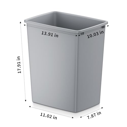 Caneca de Basura Rectangular 35QT para Cocina Gris miniatura 3