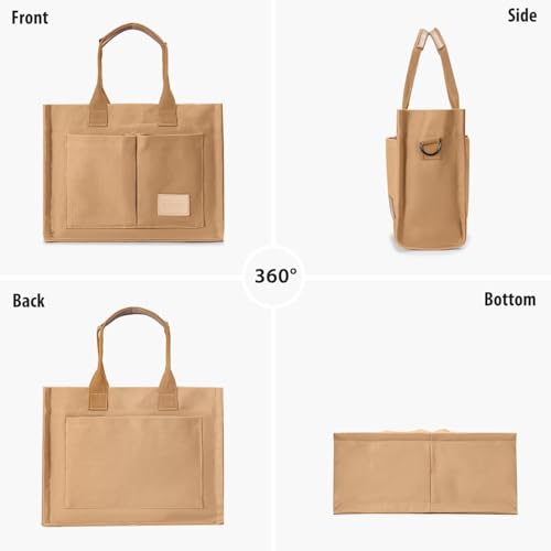 Image of Kawn Large Canvas Tote Bag for Women hobo Shoulder Bag with Zipper Multi-Pocket Satchel bag Crossbody Bag with Detachable Strap Everything Everyday Handbags for Office, College and Travel