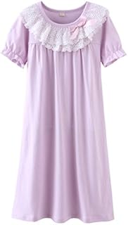 Zegoo Girls Cotton Nightgown Lace Sleepwear, Light Pink, 5-6 Years