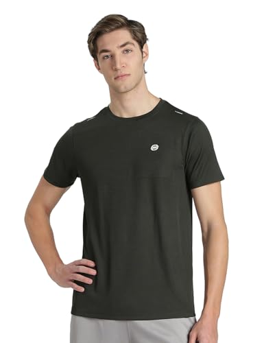 Image of Pump'd Men's Solid Textured Activewear Regular Fit Sports | Activewear | Running | Gym | Plain T-Shirt | Round Neck