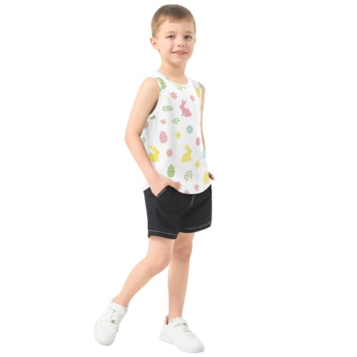 J JOYSAY Colorful Rabbit Flower Boys Tank Top Sleeveless Muscle Shirts Quick Dry Sport Workout Active Kids T-Shirts 3-15T4