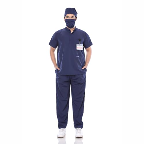 Image of Women's 5-Pocket Scrub Suit | Set of Top & Pant | Half Sleeves | Mandarin Collar | Breathable Polyviscose Fabric | Comfortable | Durable | Uniform for Doctors Nurse & Dentist NB M