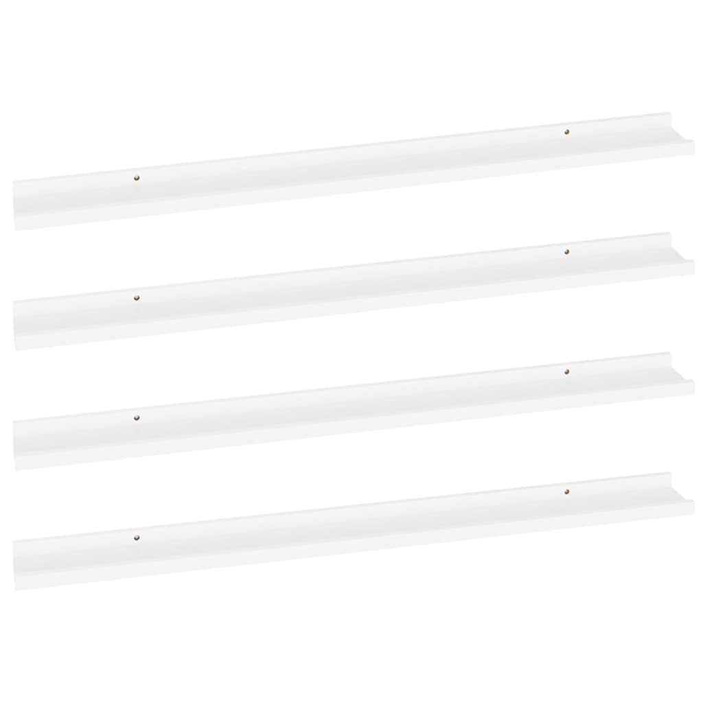 Scaffalature, mensole da parete e sporgenze, mensole da parete, 4 pezzi, bianco, 100 x 9 x 3 cm