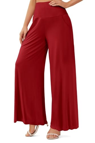 JZC Women's Palazzo Lounge Pants Casual Wide Leg Pants High Waist Flowy Toursers with Pockets