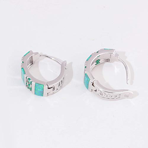 Cinily Ladies Small Hoop Earrings Green Fire Opal Earrings White Gold Plated Huggie Hoop Emerald Gemstone Earrings For Women Girls #TOP7