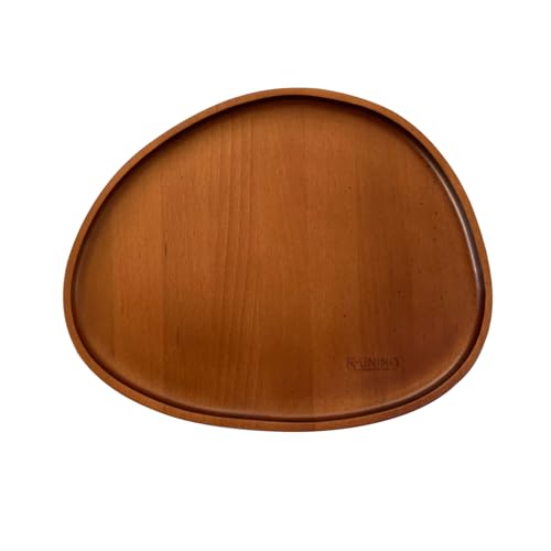K-UNING木製トレイ ラウンドプレート 木製お皿 ボウル ランチプレート 北欧風 (木製トレーC)(ブラウン)