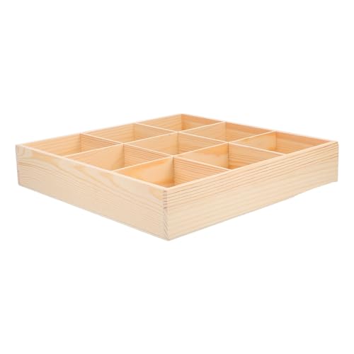 NIYANGLE Organizador de Cajones de Madera Natural 9 Compartimentos, Caja para Guardar Calcetines y Ropa Interior, Divisor Práctico para Dormitorio, Organizador de Almacenamiento para Ropa