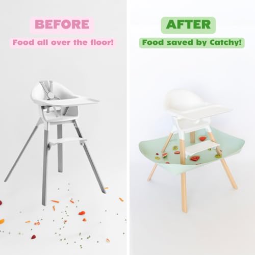 Image of CATCHY -Food Catcher-Compatible with Stokke Clikk High Chair +11 Other High Chairs-Highchair Sold Separately-Baby & Toddler Food & Mess Catcher-Premium Linen Inspired -Under High Chair Accessory | High Chair Food Catcher - High Chair Sold Separately - Baby & Toddler Food & Mess Catcher - Under High Chair Accessory