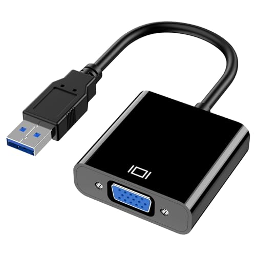 Solryn USB auf VGA Adapter, 1080P Full HD Video Konverter, USB 3.0 zu VGA Adapter, Video Grafikkabel Konverter Externe Grafikkarte f&uuml;r PC, Laptop, Kompatibel mit Windows 10/8.1/8/7/XP