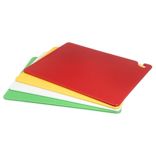 San Jamar Cut-N-Carry Cutting Board System, 4 Plastic Chopping Boards with Molded-In Ruler for Kitchen, 18" x 24" x 0.5", Assorted Colors