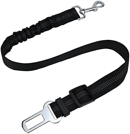 BOOOMU Dog Seat Belt,Belt for Dogs with Elastic Bungee Buffer,Adjustable Safety Dog Car Harness. (Black)