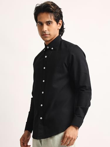 Image of MANIAC || Mens || Solid || Collared Neck || Full Sleeve || Oxford || Linen Blend Fabric || Shirt