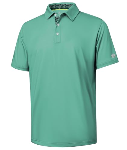 Image of ZITY Golf Shirts for Men Short Sleeve Moisture Wicking Solid Performance Designed Print Collared Casual Polo Shirt