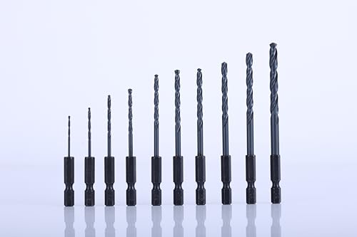 ROGAPER ドリルビット 1.5mm~6.0mm 10本セット ドリル刃 六角ビット ショートドリ 六角軸ドリル コバルトハイス鋼M35HSS-Co 電動ドリルビット 鉄工、木工、DIY、金属、ステンレス、プラスチックに適用