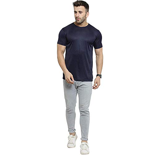 Image of TQH Men Dri Fit Polyester Half Sleeve Round Neck Multicolor t Shirts - Combo Set of 2
