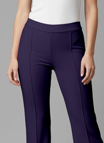 Image of Mehrang Cotton Blend Bootcut Parallel Trouser Pants for Women Regular Fit, Bellbottom Straight Pants for Womens