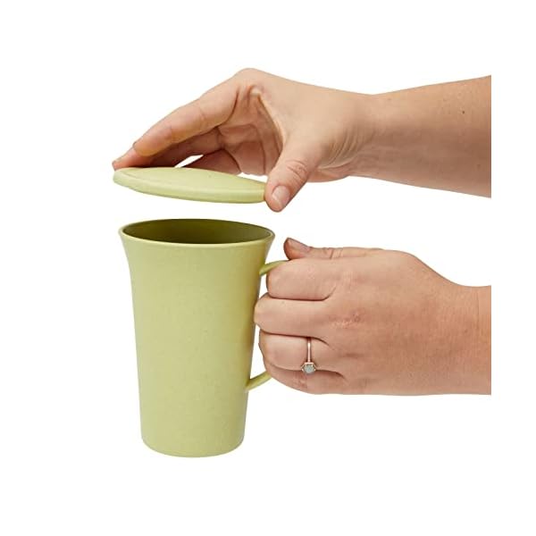 Okuna Outpost 6 Pack Wheat Straw Mugs with Handles, Lids, Unbreakable