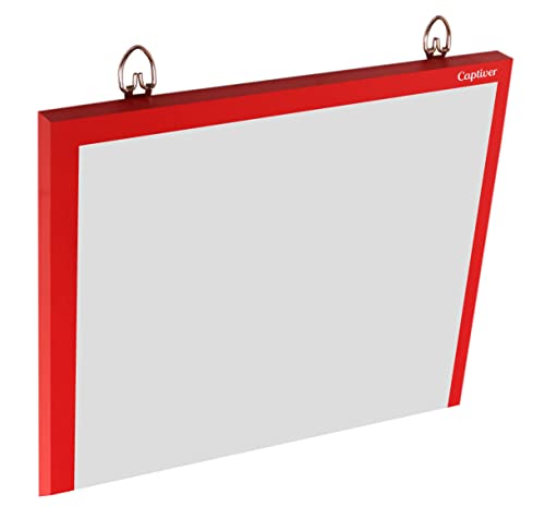 Image of Captiver Wooden Frameless Decorative Wall Hanging Rectangular Shape Mirrors (25X13 Inch Red) Home Living Room Bedroom Bathroom Washbasin Stickers Dressing Table 3D