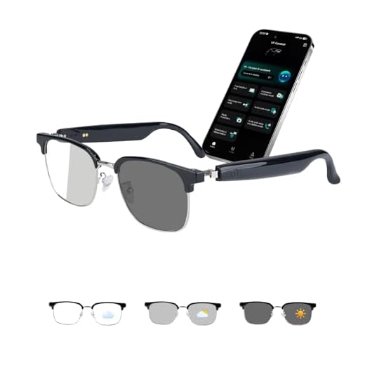 Tulbeys KI Brille mit 164-Sprachen Echtzeit-Übersetzung, Bluetooth Audiobrille mit Lautsprecher, KI-Smartbrille für Damen & Herren, Blaulichtschutz (Silber)