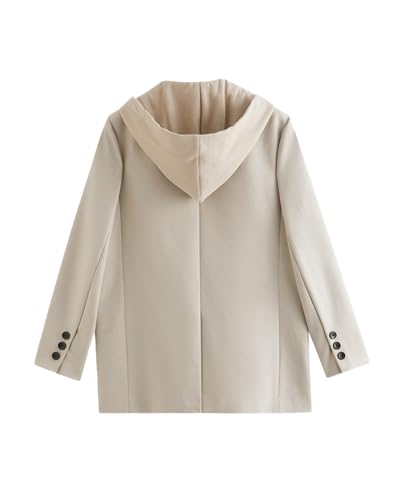 Mina Self Beige Blazer Jackets For Women Double Breasted Womens Hoodies Long Jacket Blazers For Women Business Casual Fashion Dressy Hooed Tops Coat Spring Fall Outfits Clothes For Women 2023 #TOP5