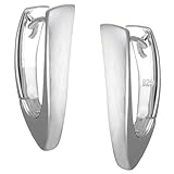 Vinani Damen Ohrringe 925 Silber - Klapp-Creolen mit V- Form mattiert groß glänzend aus 925 Sterling Silber Ohrring Set für Frauen CPG