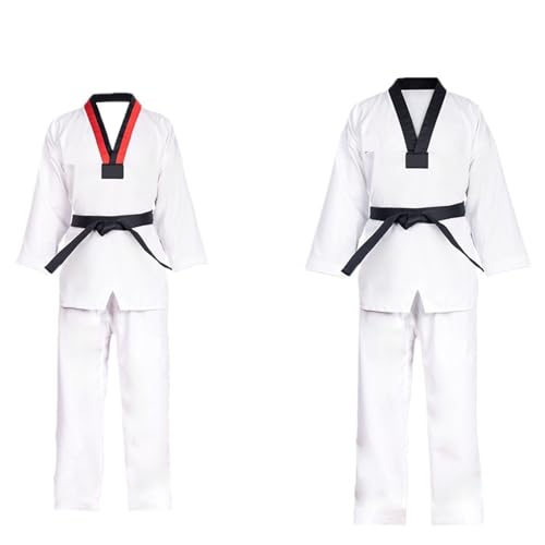 QuxetlRyz Uniforme de kárate Ropa Uniformes Blancos de Taekwondo Karate Judo Dobok Ropa niños Adultos Unisex Uniforme Gi de Manga Larga(M 150)
