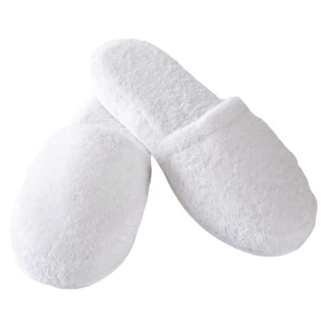 Turkishtowels Luxury 100% Cotton Terry SPA Slippers in White - Medium Cover