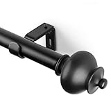 SZXIMU Curtain Rod 1 Inch Single Drapery Rods for Windows with Gourd Finials, 36-72', Black