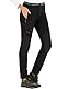 DAFENP Damen Wanderhose Skihose Wasserdicht Softshellhose Winddicht Winter Warm Gefüttert Outdoorhose Snowboardhose Trekkinghose KZ1635W-Black-XL