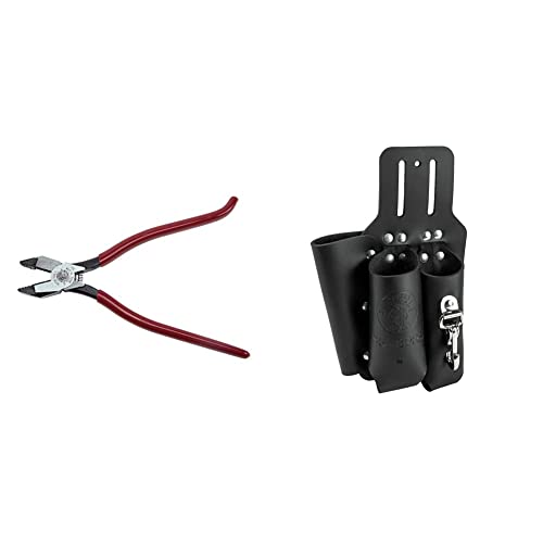 Klein Tools D201-7CSTA Linesman Pliers, Side Cutters with Spring Loaded Action, Ironworker Pliers have Aggressive Knurl and Tempered Handles & S5118PRS Lineman's Tool Pouch