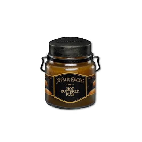 Image of McCall's Candles | Hot Buttered Rum | 16 oz Two-Wick Scented Candle | USA-Poured | Vintage Rustic Jar with Carrying Handle | Buttery Caramel & Spiced Rum Fragrance