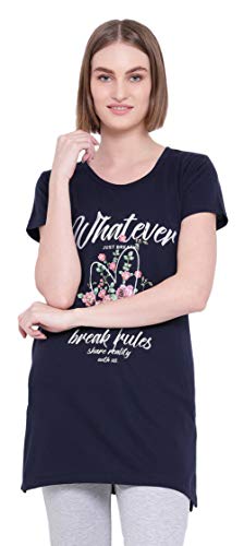 Image of In Love Women's Printed Cotton Plus Size Longline T-Shirt Half Sleeve with Pockets Pack of 2