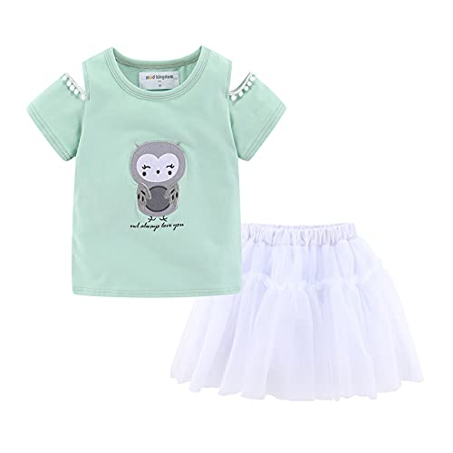 Image of Mud Kingdom Infant Toddler Girls Tulle Skirts Set Outfit T-Shirts Cute Print Casual Summer