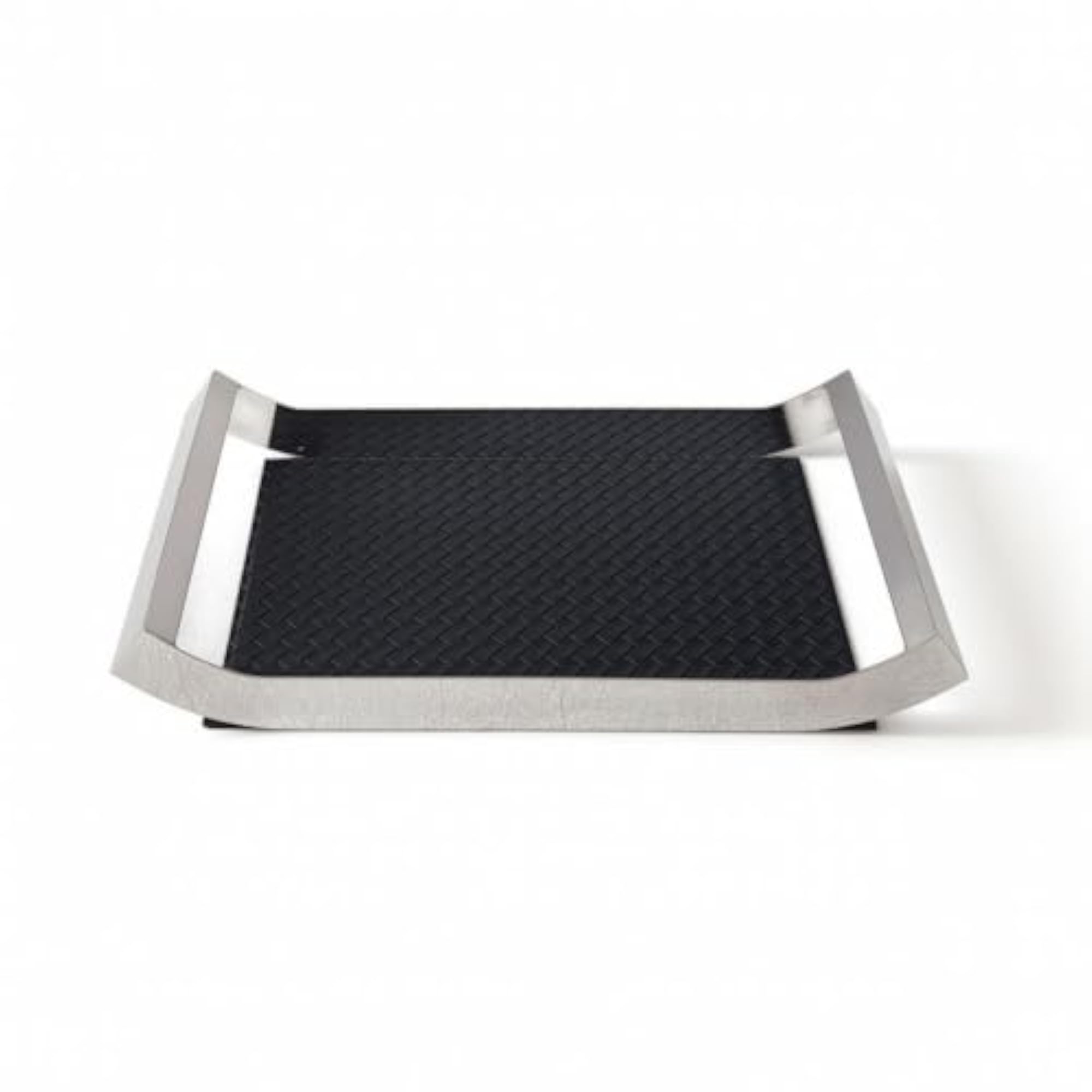 Woven Texture Rectangular Stainless Steel Decorative Tray
