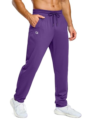 Mens Sweatpants with Pockets Lightweight Workout Athletic Track Pants Stretch Gym Running Jogging Joggers for Men(Purple M)