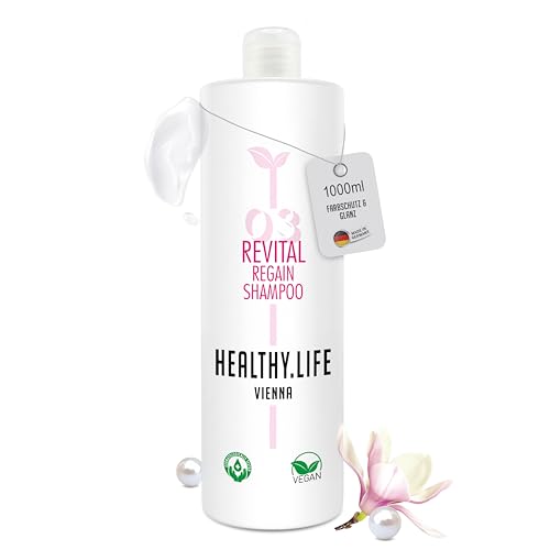 HLV – Champú de protección de color 1 L para cabellos con mechas, teñidos y teñidos con queratina y magnolia, vegano, champú de color, champú suave, champú para el cuidado del cabello para mujeres y