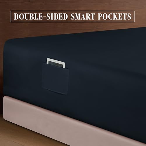 Elegant Comfort Luxurious 1500 Premium Hotel Quality Microfiber 4-Piece Sheet Set, 18-24 Inches Deep - Extra Deep Pocket Sheets - Ultra Soft 4PC Deep Pocket Sheets, King, Black