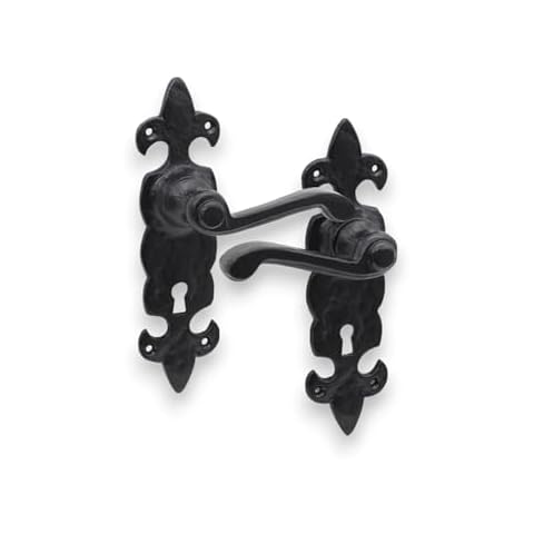 Infinity Decor Antique Black Fleur De Lys Door Handle Set Cover