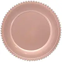 Tuut, Linha Home Decor, Sousplat Redondo, Borda Decorada, Rose Gold, 33x33cm