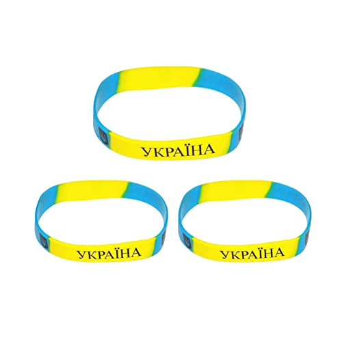 3pcs Ucrania Bandera Nacional Pulseras Azul y Amarillo Deportes Elástico Silicona Pulsera Ucrania Ucrania Goma Pulsera Recuerdos Regalos Unisex, Silicona, Estrás Cover