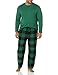 Amazon Essentials Herren Flanellhose und langärmeliges T-Shirt als Pyjama-Set, Grün/Buffalokaros, XL