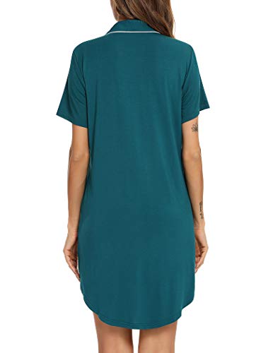 Image of Pjmlifecoco Nightgown for Women Button Down Sleepshirt Short /Long Sleeve Nightdress Soft Modal Sleepwear S-XXL