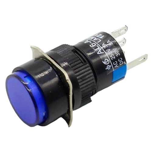 Interrupteur à bouton-poussoir LED 16mm 6V vert avec verrouillage pour panneau électrique x2