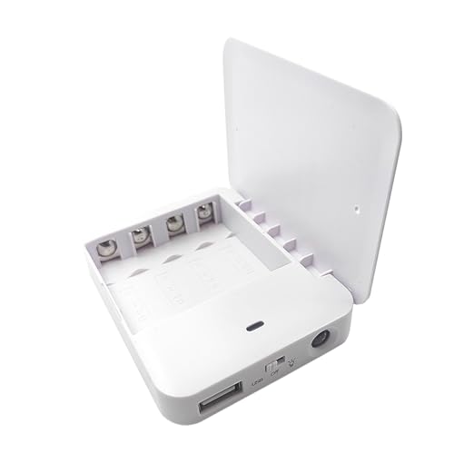 LZDICITARU Cargador de teléfono con pilas de emergencia | Banco de energía alimentado por batería USB portátil con 4 pilas AA (blanco)