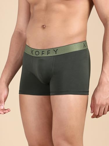Image of KOFFY Men's Cotton Lycra Mini Trunks with 4-Way Stretch | Wrinkle-Resistant | Ultra-Soft Elastic I 2X Absorbent