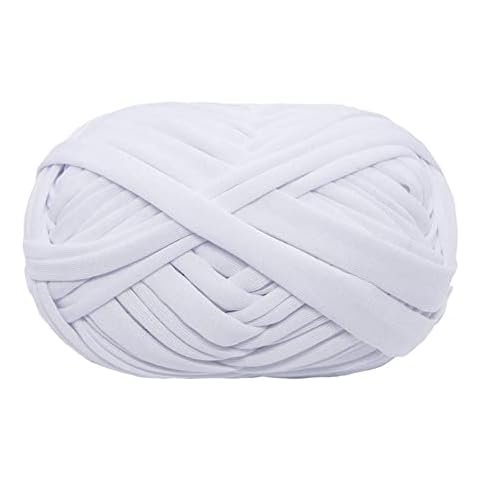 T-Shirt Yarn Knitting Yarn Fabric Crochet Cloth for Summer Hand DIY Bag Blanket Cushion Crocheting Projects 100g (#03 White) Cover