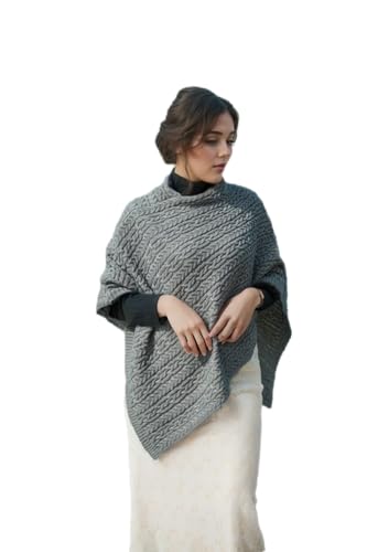 Women's Knitted Cape Strap Cape Loose Casual Knitted Super Soft Triangle Cape Grey Cloak Shawl